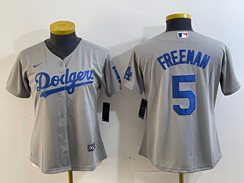 Youth Los Angeles Dodgers #5 Freddie Freeman Grey Stitched Baseball Jersey